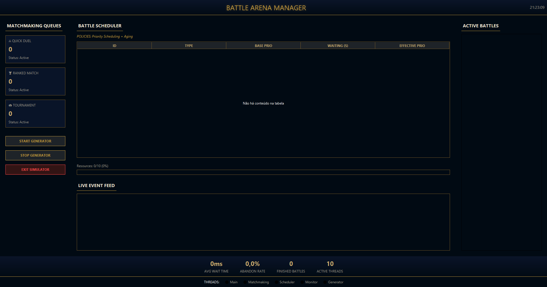 Battle Arena JavaFX Interface